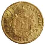 Goldmünze Francs Napoleon III. Rückseite
