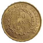 Goldmünze 20 Francs Genius - Rückseite